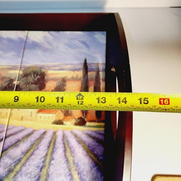 James Wiens Fields of Lavender Tile Walnut Wood Serving Tray Italian Farmcore - Picture 6 of 12